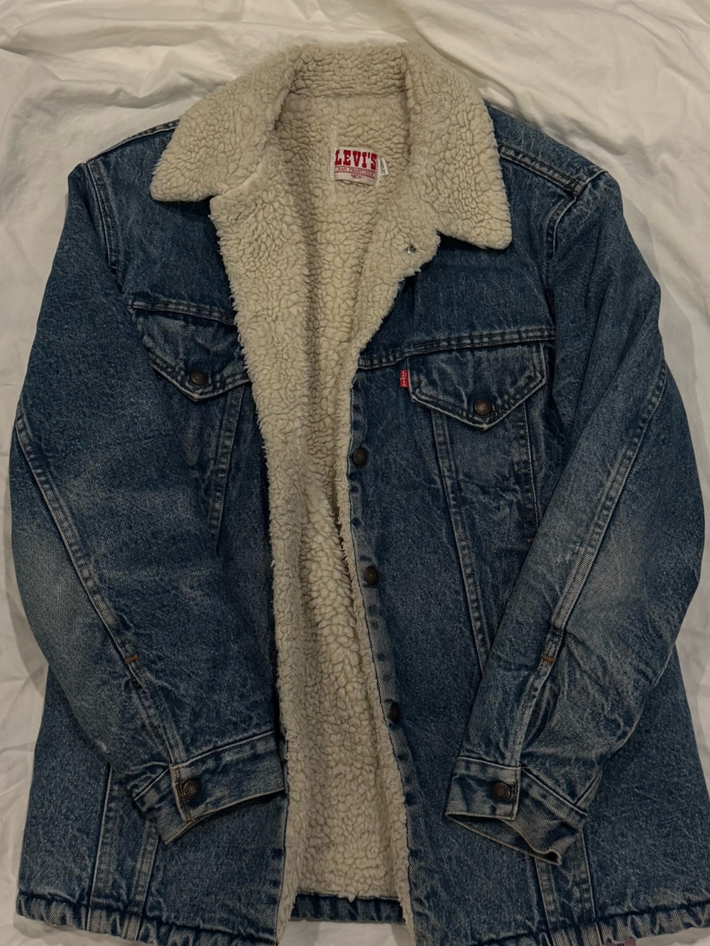 Levi's Blue Denim Sherpa Jacket with Cream Lining